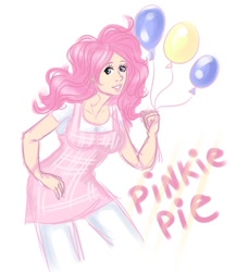 Size: 563x648 | Tagged: safe, artist:donenaya, pinkie pie, balloon, humanized, solo