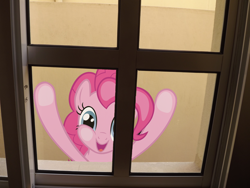 Size: 4288x3216 | Tagged: safe, artist:missbeigepony, pinkie pie, earth pony, pony, ponies in real life, vector, window