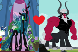 Size: 1078x718 | Tagged: safe, edit, edited screencap, screencap, lord tirek, queen chrysalis, centaur, changeling, changeling queen, a canterlot wedding, twilight's kingdom, chrysirek, female, interspecies, male, shipping, shipping domino, straight, tiralis, wrong aspect ratio