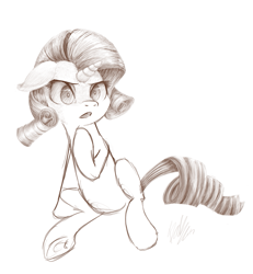 Size: 991x1074 | Tagged: safe, artist:zestyoranges, rarity, pony, unicorn, alternate hairstyle, monochrome, sketch, solo