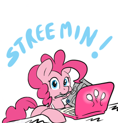 Size: 540x560 | Tagged: safe, artist:pippy, pinkie pie, earth pony, pony, computer, laptop computer, livestream