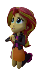 Size: 1080x1920 | Tagged: safe, artist:3d thread, artist:creatorofpony, sunset shimmer, equestria girls, /mlp/, 3d, 3d model, blender, christian sunset shimmer, christianity, clothes, jacket, kneeling, praying, religion, shirt, skirt, solo