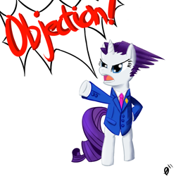 Size: 768x768 | Tagged: safe, rarity, pony, unicorn, ace attorney, alternate hairstyle, clothes, crossover, phoenix wright, suit