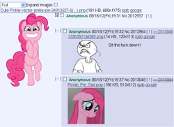 Size: 596x435 | Tagged: safe, pinkie pie, earth pony, pony, /mlp/, 4chan, pinkamena diane pie, thread