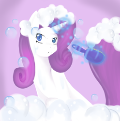 Size: 592x596 | Tagged: safe, artist:jackfrostbrony, rarity, pony, unicorn, bath, female, horn, mare, white coat