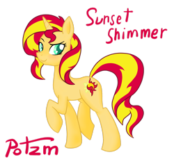 Size: 1280x1210 | Tagged: safe, artist:potzm, sunset shimmer, pony, unicorn, looking back, solo