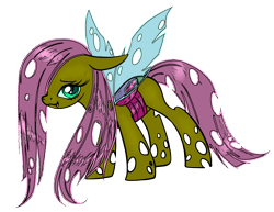 Size: 5784x4470 | Tagged: safe, artist:sakuyamon, fluttershy, changeling, :3, absurd resolution, changelingified, fangs, female, floppy ears, flutterling, hair over one eye, looking at you, simple background, smiling, solo, species swap, transparent background, vector