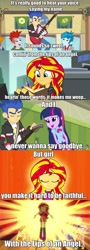 Size: 996x2778 | Tagged: safe, crimson napalm, flash sentry, sunset shimmer, thunderbass, twilight sparkle, twilight sparkle (alicorn), valhallen, alicorn, equestria girls, rainbow rocks, background human, douchebrad, guitar, hinder, implied infidelity, infidelity, lips of an angel, lyrics, music, screencap comic, song reference