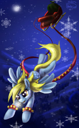 Size: 701x1140 | Tagged: safe, artist:called1-for-jesus, derpy hooves, pegasus, pony, christmas, female, hearth's warming eve, mare, rudolph the red nosed reindeer, sleigh