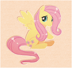 Size: 608x573 | Tagged: safe, artist:vanillacrepe, fluttershy, pegasus, pony, female, mare, pink mane, solo, yellow coat