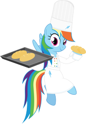 Size: 7997x11546 | Tagged: safe, artist:livehotsun, derpibooru import, rainbow dash, pegasus, pony, absurd resolution, best pony, bread, chef, cute, dashabetes, female, food, hat, mare, simple background, solo, toque, transparent background, vector