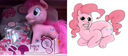 Size: 1809x806 | Tagged: safe, artist:applebeans, pinkie pie, comparison, irl, official content, photo, plushie, toy, wat