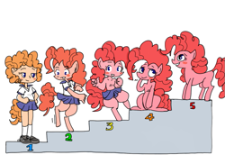 Size: 707x486 | Tagged: safe, artist:bi-nyo, edit, pinkie pie, anthro, anthro chart, humanized, natural hair color, scale, tailed humanization