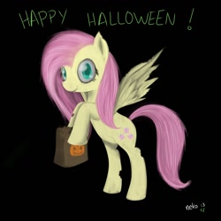 Size: 1500x1500 | Tagged: safe, artist:mcsadat, fluttershy, pegasus, pony, female, halloween, mare, pink mane, yellow coat