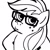 Size: 945x945 | Tagged: safe, artist:megasweet, applejack, earth pony, pony, female, glasses, mare, monochrome