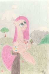 Size: 1618x2440 | Tagged: safe, artist:ramott, pinkie pie, earth pony, pony, female, mare, pink coat, pink mane, pinkamena diane pie, present