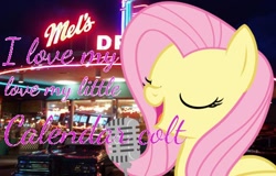 Size: 470x300 | Tagged: safe, fluttershy, pegasus, pony, 1950s, 50s, calendar girl, lyrics, microphone, neil sedaka, parody, singing