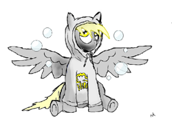 Size: 578x409 | Tagged: safe, derpy hooves, pegasus, pony, clothes, equestrianartist, female, god tier, homestuck, hoodie, maid of muffins, mare