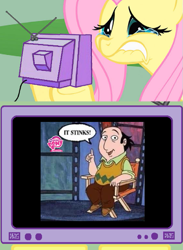 Size: 563x771 | Tagged: safe, fluttershy, pegasus, pony, exploitable meme, fluttercry, harsh words, jay sherman, meme, the critic, tv meme