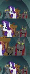 Size: 960x2300 | Tagged: safe, edit, edited screencap, screencap, fido, rarity, rover, spot, diamond dog, pony, unicorn, a dog and pony show, :3, dat cart, facebomb, out of context, screencap comic, tenso