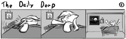 Size: 802x253 | Tagged: safe, artist:tetrapony, derpy hooves, pegasus, pony, comic:the daily derp, bed, comic, female, mare, monochrome, solo