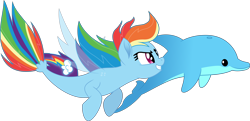 Size: 8453x4096 | Tagged: safe, artist:tralomine, derpibooru import, rainbow dash, dolphin, seapony (g4), my little pony: the movie, absurd resolution, seaponified, seapony rainbow dash, simple background, species swap, transparent background, vector