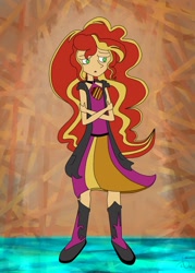 Size: 1000x1400 | Tagged: safe, artist:mabu, sunset shimmer, equestria girls, gem, gemsona, humanized, mineral, rock, sad, steven universe, tiger's eye