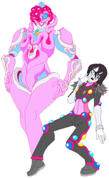 Size: 762x1243 | Tagged: safe, artist:terry, pinkie pie, crossover, fan fic bait, humanized, jojo's bizarre adventure, parody, stand