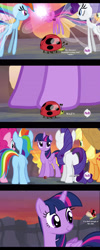 Size: 1280x3200 | Tagged: safe, derpibooru import, screencap, applejack, fluttershy, pinkie pie, rainbow dash, rarity, twilight sparkle, twilight sparkle (alicorn), alicorn, earth pony, ladybug, pegasus, pony, unicorn, it ain't easy being breezies, female, interpretation, mane six, mare, screenshots, vulgar