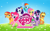 Size: 1280x800 | Tagged: safe, screencap, applejack, fluttershy, pinkie pie, rainbow dash, rarity, spike, sunset shimmer, twilight sparkle, dragon, earth pony, pegasus, pony, unicorn, alternate mane seven, gameloft, loading screen, mane seven, mane six, my little pony logo