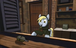 Size: 2500x1593 | Tagged: safe, derpy hooves, pegasus, pony, crossover, female, imminent death, mare, s.t.a.l.k.e.r.