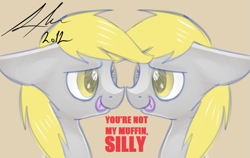 Size: 817x515 | Tagged: safe, artist:strangemoose, derpy hooves, pegasus, pony, cute, double, female, mare, silly