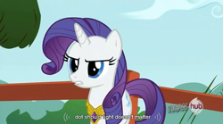 Size: 847x470 | Tagged: safe, screencap, rarity, pony, unicorn, keep calm and flutter on, hub logo, youtube caption