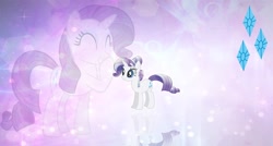 Size: 1600x860 | Tagged: safe, artist:thegreatfrikken, rarity, crystal pony, pony, unicorn, crystal rarity, crystallized, eyes closed, female, grin, mare, reflection, smiling, solo, wallpaper