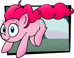 Size: 1086x861 | Tagged: safe, artist:strangiesleepy, pinkie pie, earth pony, pony, fourth wall, out of frame, solo