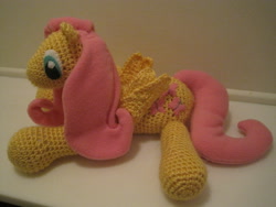 Size: 2816x2112 | Tagged: safe, artist:dragonknighttara, fluttershy, pony, amigurumi, crochet, irl, photo, plushie, solo