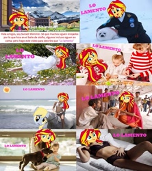 Size: 639x720 | Tagged: safe, derpy hooves, sunset shimmer, equestria girls, canterlot high, south park, spanish, wat