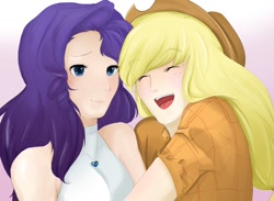 Size: 1080x792 | Tagged: safe, artist:bigbuxart, applejack, rarity, female, humanized, lesbian, rarijack, shipping