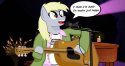 Size: 960x510 | Tagged: safe, artist:osillo98, derpy hooves, pegasus, pony, clothes, female, guitar, mare, nirvana