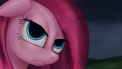 Size: 1920x1080 | Tagged: safe, artist:tunskaa, pinkie pie, earth pony, pony, female, mare, pink coat, pink mane, pinkamena diane pie, unamused