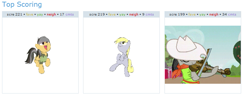 Size: 737x311 | Tagged: safe, daring do, derpy hooves, pegasus, pony, exploitable meme, female, juxtaposition, juxtaposition win, mare, top scoring