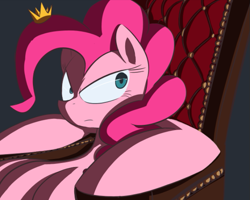 Size: 683x546 | Tagged: safe, artist:loosepopcorn, pinkie pie, earth pony, pony, crown, female, mare, pink coat, pink mane, solo