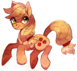 Size: 900x833 | Tagged: safe, artist:kunaike, applejack, earth pony, pony, hatless, missing accessory, solo