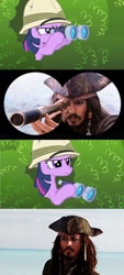 Size: 320x710 | Tagged: safe, derpibooru import, twilight sparkle, binoculars, crossover, jack sparrow