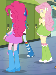 Size: 1536x2048 | Tagged: safe, derpibooru import, screencap, fluttershy, pinkie pie, rainbow dash, equestria girls, friendship games, cute, eyes closed, female