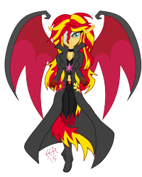 Size: 2500x3120 | Tagged: safe, artist:e-e-r, sunset satan, sunset shimmer, equestria girls, bandage, belly button, midriff, simple background, transparent background