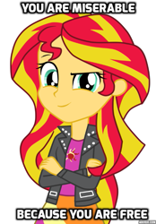 Size: 533x768 | Tagged: safe, sunset shimmer, equestria girls, humanized, image macro, meme, mouthpiece, neoreactionary sunset shimmer, solo