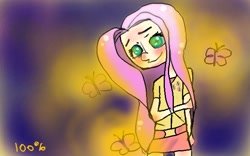 Size: 640x400 | Tagged: safe, artist:kalkidan88, fluttershy, clothes, humanized, skirt