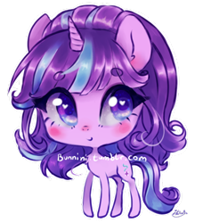 Size: 482x529 | Tagged: safe, artist:bunnini, starlight glimmer, pony, unicorn, blushing, chibi, cute, female, glimmerbetes, heart eyes, mare, solo, wingding eyes