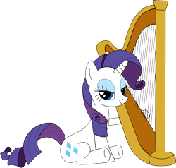 Size: 1128x1074 | Tagged: safe, artist:bronyinsomniac, rarity, pony, unicorn, harp, musical instrument, solo